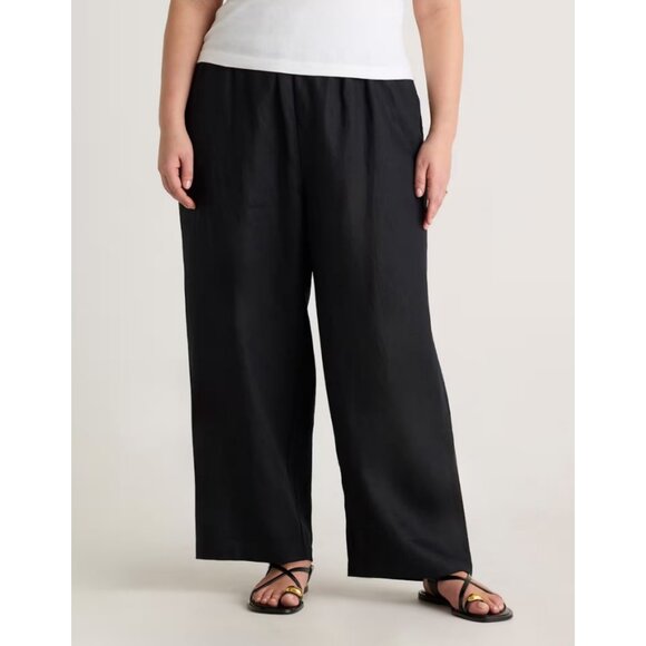 Black Linen Plus Size Pants - Picture 1 of 4